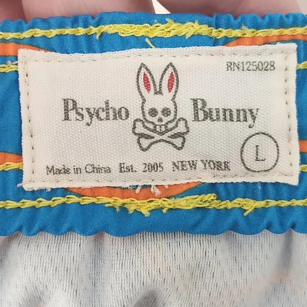 Psycho‎ Bunny Lemon Tonic Pridmouth Patterned Lined Swim Trunks Men's L